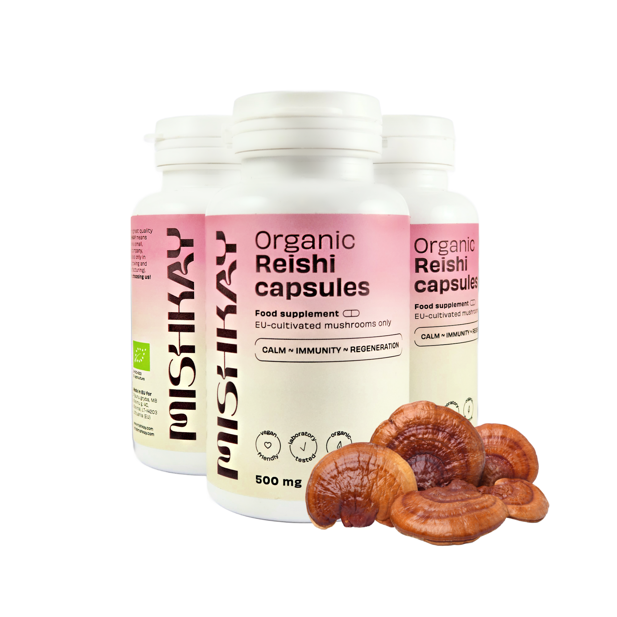 Organiskās Reishi kapsulas (uztura bagātinātājs)
