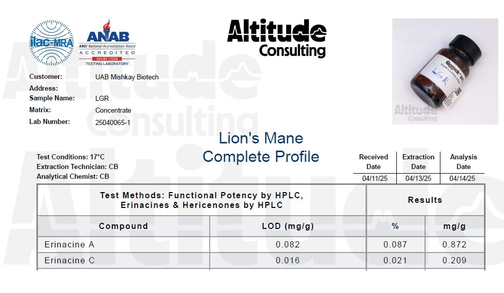 Organiskā Lion's Mane – kaltētu sēņu pulveris PLUS+